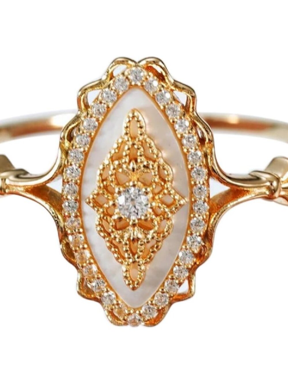 Simple Wave Lace Ring Women's Personalized Vintage Court Style Ring, Gold Rings